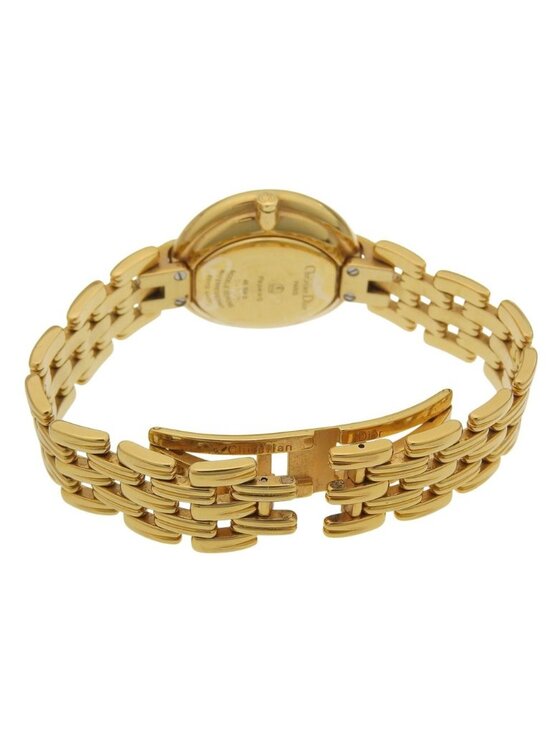 Christian Dior [Unserviced - Value Price] Christian Dior  Dior Bakira 46 Gold Plated Quartz Analog Display Black Dial Watch